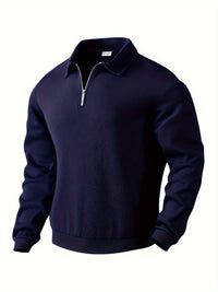 Rafael | Vintage-Zip-Pullover mit geometrischem Design - Marineblau