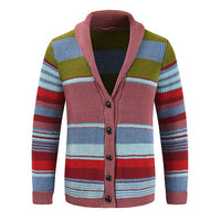 James | Herren gestreifter Cardigan mit Knöpfen - Pink