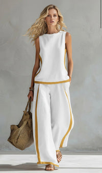 Leila | Damen Elegantes Zweiteiliges Set – Elegantes Koordiniertes Zweiteiler - White