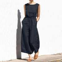 Gerader Jumpsuit mit Falten am Revers ohne Gürtel - Nora - Schwarz