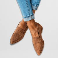 Jacqueline | Damen Lässig Pointed Toe Slip-on Loafers - Khaki