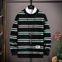 Pinet - Moderner Pullover Herren Weichgestrickt für Herbst und Winter Vielseitig und Gemütlich - Schwarz gestreift