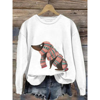 Damen Sweatshirt mit Rundhalsausschnitt und langen Ärmeln - Weiß B