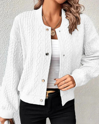HELENE – Damen-Pulloverjacke – Elegante Strickjacke im Stilvollen Design - Weiß