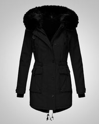 Elena | Damen Gefütterte Winter Parka Jacke - Schwarz