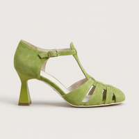 Eira | Damen Vintage Riemen Absatzschuhe – Vintage Strap Heels Retro - Grün