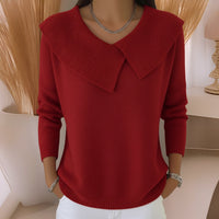 Jennifer™ | Strickpullover mit weichem Kragen - Rot