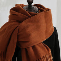 Designer-Schal mit Quasten | Warmer und weicher Kaschmir - Braun