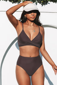 Mia | Hochtailliertes Bikini-Set - Dunkelbraun