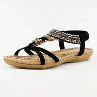 Damen Sandalen Bohemien Stil Bequemer Passform Sommer - Schwarz