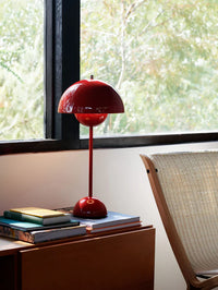 Tischlampe Metall Retro Skandi Design - Rot-Braun