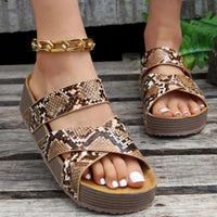Juna | elegante sandalen damen look - Brauner Schlangenprint