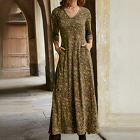 Sophie - Vintage-Kleid mit langen Ärmeln - Braun