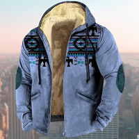 Laszlo - Hoodie-Jacke im Retro-Design - Blau