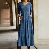 Sophie - Vintage-Kleid mit langen Ärmeln - Blau