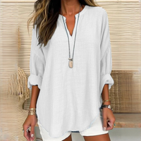 Eliza - Komfortable V-Ausschnitt-Bluse - Weiß