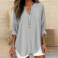 Eliza - Komfortable V-Ausschnitt-Bluse - Grau