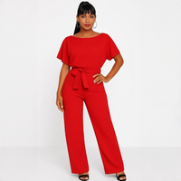 Nora - Stilvoller Jumpsuit mit Gürtel - Rot