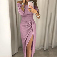 Amina Kleid | Elegantes Maxikleid mit Schlitz - Rosa