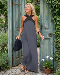 Delphine | Sommerkleid mit Kreuz-Detail - Grau