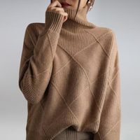 Miriam | Damen Strick Rollkragenpullover - Braun