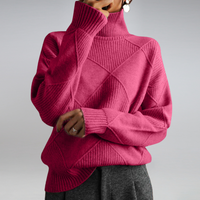 Miriam | Damen Strick Rollkragenpullover - Rosa