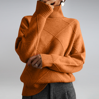 Miriam | Damen Strick Rollkragenpullover - Orange