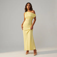 Julia | Damen Festlich Langes Hochzeitsgast Maxikleid - Gelb