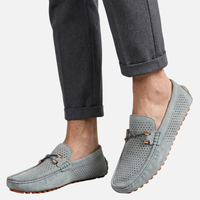 Wolfgang | Herren Atmungsaktive Sommer Loafer Perforation – Perforierte Loafer Herren - Grau