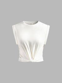 Sofia | Baumwoll T-Shirt mit Knoten Damen - Weiß