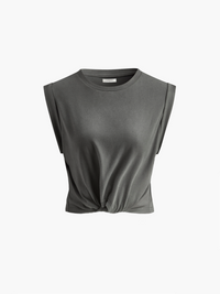 Sofia | Baumwoll T-Shirt mit Knoten Damen - Grau