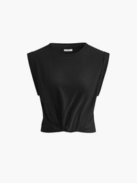 Sofia | Baumwoll T-Shirt mit Knoten Damen - Schwarz