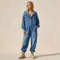 Estielle - Jeans Overall Mit Kapuze - Blau