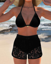Eva | Elegantes Unifarbenes Bikini-Set - Schwarz