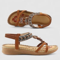 Damen Sandalen Schmuck Verstellbaren Riemen - Beige Bali