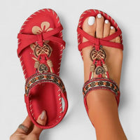 Damen Sandalen Schmuck Verstellbaren Riemen - Toledo Rot