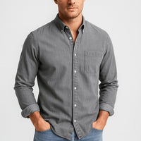 Brandon | Herren Klassisches Button-Down Hemd - Grau