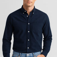 Brandon | Herren Klassisches Button-Down Hemd - Marineblau