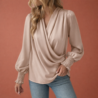 Wickelbluse mit V-Ausschnitt für Damen | Rianne - Beige