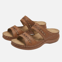Tanja | Damen Bequeme Sommer Pantoletten Lochmuster – Komfort Pantoletten Sommer - Dark Brown