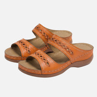 Tanja | Damen Bequeme Sommer Pantoletten Lochmuster – Komfort Pantoletten Sommer - Orange
