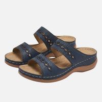 Tanja | Damen Bequeme Sommer Pantoletten Lochmuster – Komfort Pantoletten Sommer - Blau