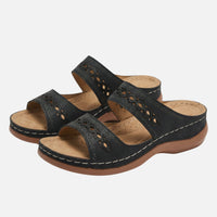 Tanja | Damen Bequeme Sommer Pantoletten Lochmuster – Komfort Pantoletten Sommer - Schwarz