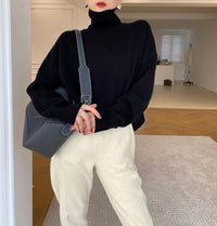 Damen Langarm-Turtleneck-Pullover - Schwarz