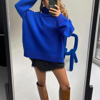 Damen Langarm-Turtleneck-Pullover - Blau
