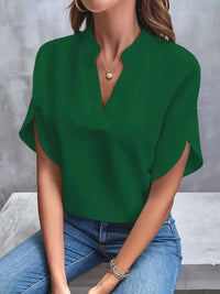 Elisabeth | Damen fließende V-Ausschnitt Bluse - Grün