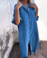 Boho-Hemdkleid für Frauen – Elegantes, luftiges Sommerkleid - Blau