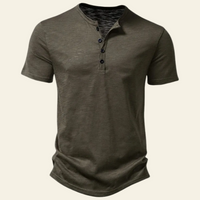 Anthony | Herren Lässiges Geknöpftes Kurzarm Henley Shirt - Grün