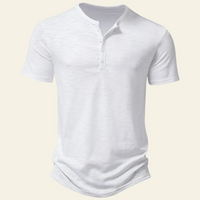 Anthony | Herren Lässiges Geknöpftes Kurzarm Henley Shirt - Weiß