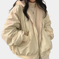 Caitlin | Damen Winterjacke mit Kapuze und Taschen - Weiß